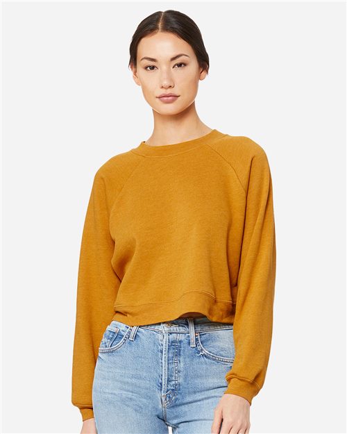 BELLA + CANVAS Women's Crop Raglan Fleece Crewneck Sweatshirt 7505