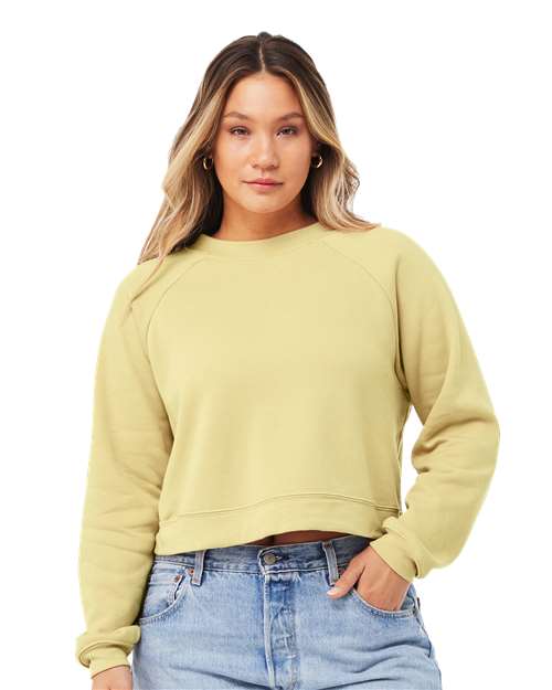 BELLA + CANVAS Women's Crop Raglan Fleece Crewneck Sweatshirt 7505
