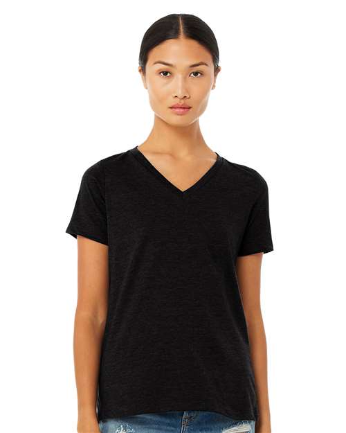 BELLA + CANVAS Women's Relaxed Heather CVC V-Neck Tee 6405CVC