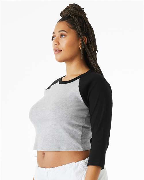 BELLA + CANVAS Women's Micro Rib Three-Quarter Raglan Sleeve Baby Tee 1200