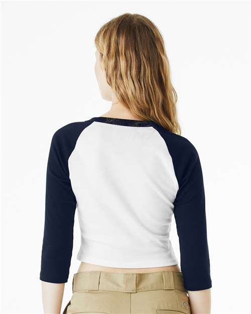 BELLA + CANVAS Women's Micro Rib Three-Quarter Raglan Sleeve Baby Tee 1200
