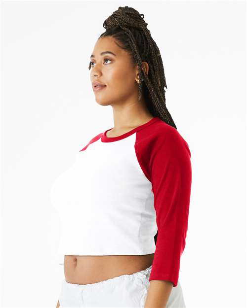 BELLA + CANVAS Women's Micro Rib Three-Quarter Raglan Sleeve Baby Tee 1200