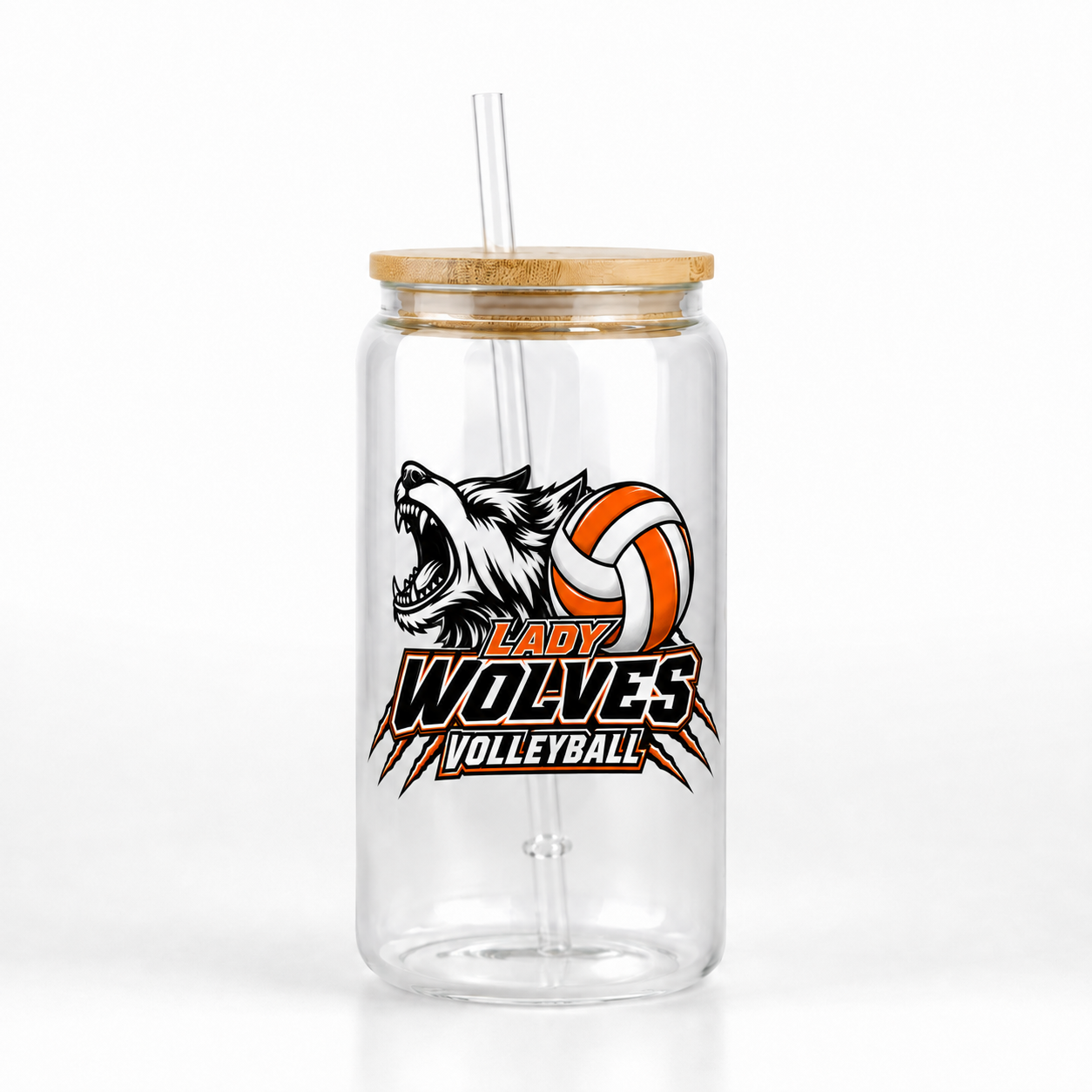 Wolves Volleyball 16oz Glass Can Tumbler