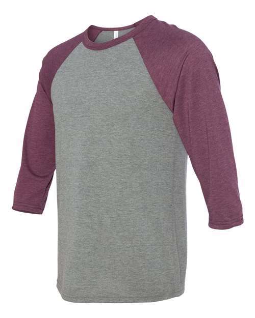 BELLA + CANVAS Unisex Three-Quarter Sleeve Baseball Tee 3200
