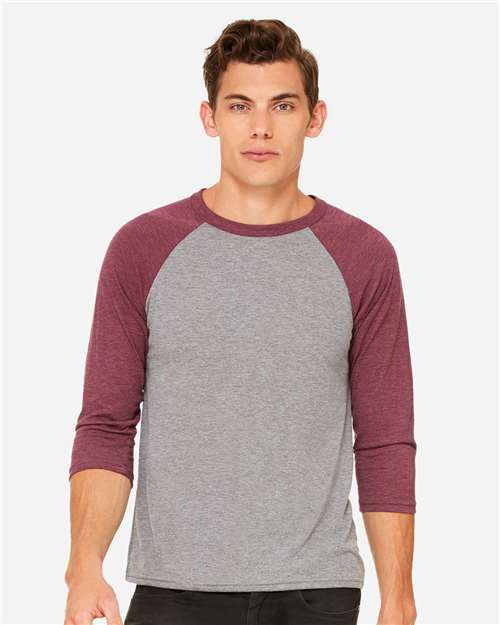 BELLA + CANVAS Unisex Three-Quarter Sleeve Baseball Tee 3200