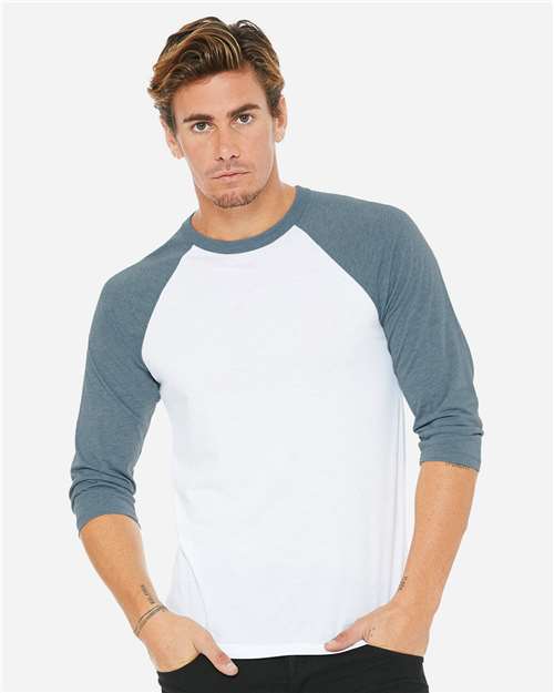 BELLA + CANVAS Unisex Three-Quarter Sleeve Baseball Tee 3200