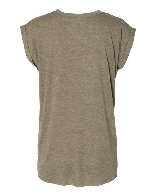 BELLA + CANVAS Women’s Flowy Rolled Cuffs Muscle Tee 8804