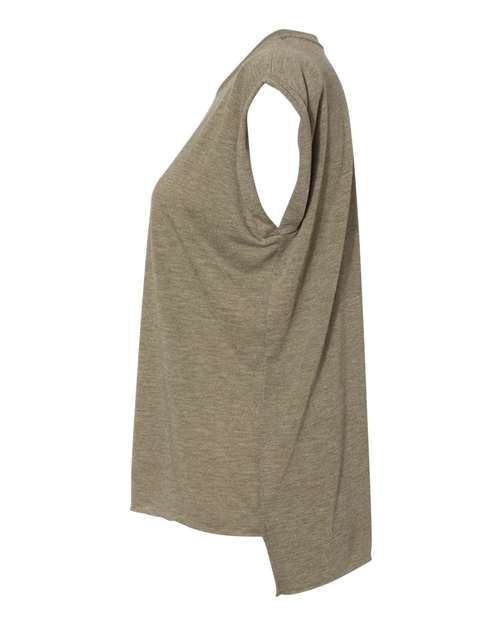 BELLA + CANVAS Women’s Flowy Rolled Cuffs Muscle Tee 8804