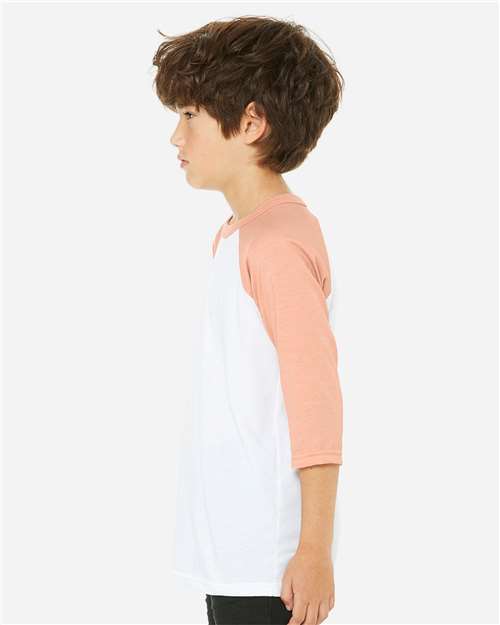 BELLA + CANVAS Youth Three-Quarter Sleeve Baseball Tee 3200Y