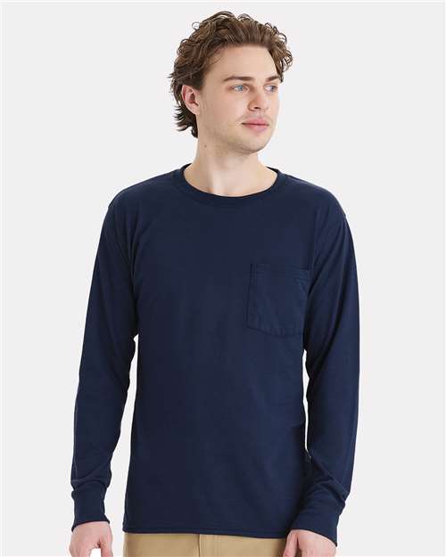 Hanes Unisex Workwear Long Sleeve Pocket T-Shirt W120
