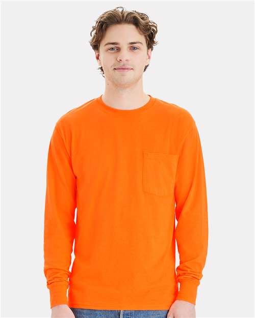 Hanes Unisex Workwear Long Sleeve Pocket T-Shirt W120
