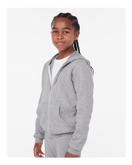 BELLA + CANVAS Youth Sponge Fleece Full-Zip Hoodie Sweatshirt 3739Y