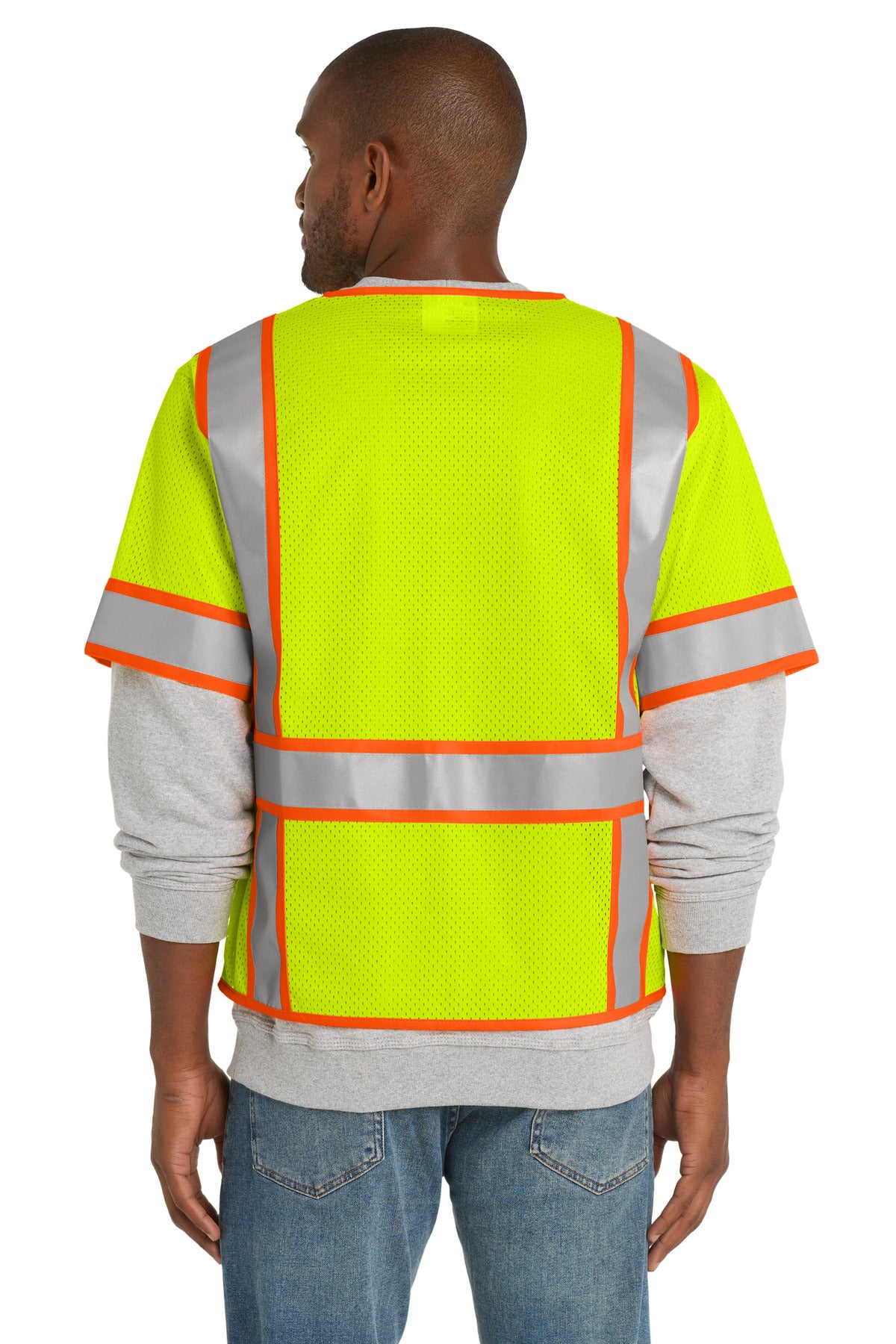 CornerStone  ANSI 107 Class 3 Surveyor Mesh Zippered Two-Tone Short Sleeve Vest. CSV106