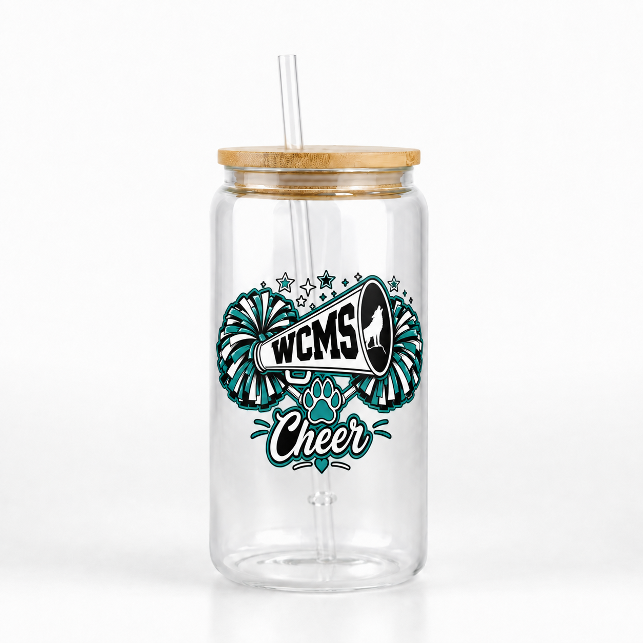 Wolves Cheer Clear 16oz Glass Can