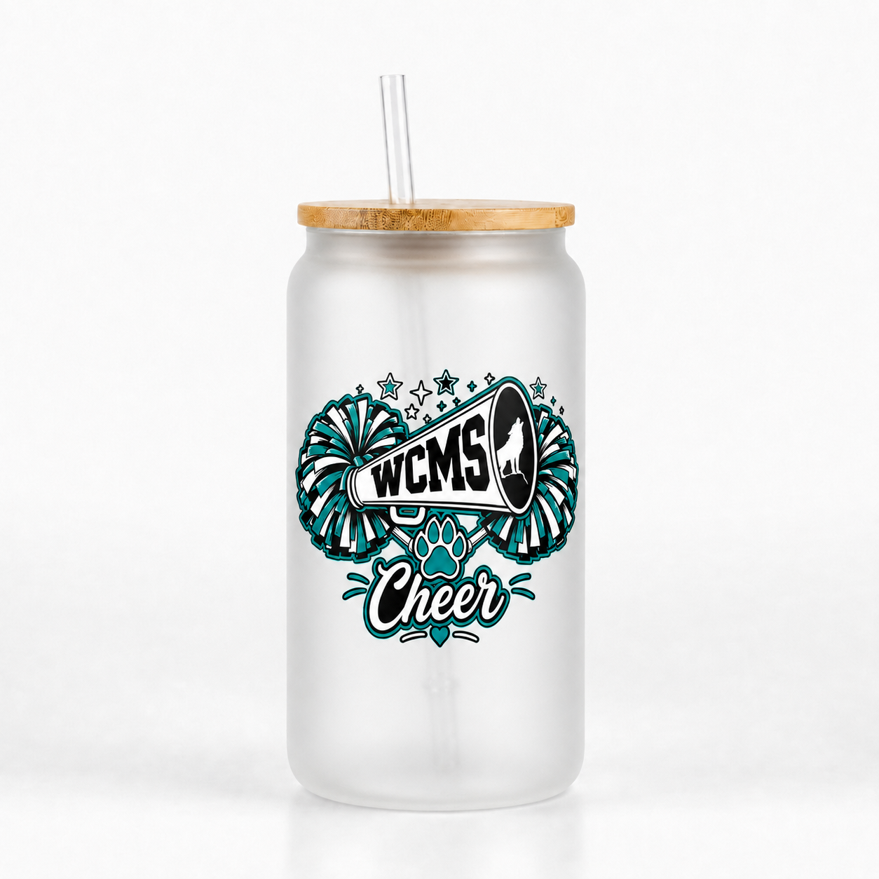 Wolves Cheer Matte 16oz Glass Can Tumbler