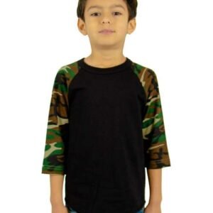 Youth Three-Quarter Sleeve Camo Raglan T-Shirt